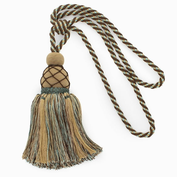 DECOPRO Large Beautiful Curtain & Drapery Tassel Tieback with Elegant Net Design, Tassel Length 9 1/2" (24cm), Spread 30" (76cm) # TBV095L, #VNT39 Sold Individually