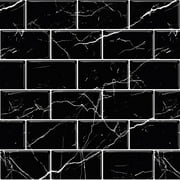 DECOR WOW Peel & Stick Backsplash for Kitchen & Bathroom, (8) 12x12-inch Sheets Covers 8 Sq Ft, Black Marble Subway
