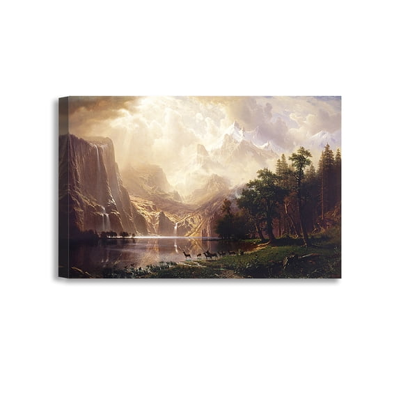 DECORARTS - Among the Sierra Nevada, California - Albert Bierstadt. Art Reproductions. Giclee Canvas Print Wall Art for Home Decor 36x24