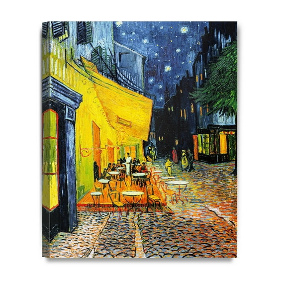 DECORARTS - Cafe Terrace At Night, Vincent Van Gogh Art Reproduction. Giclee Canvas Prints Wall Art for Home Decor 20x16"