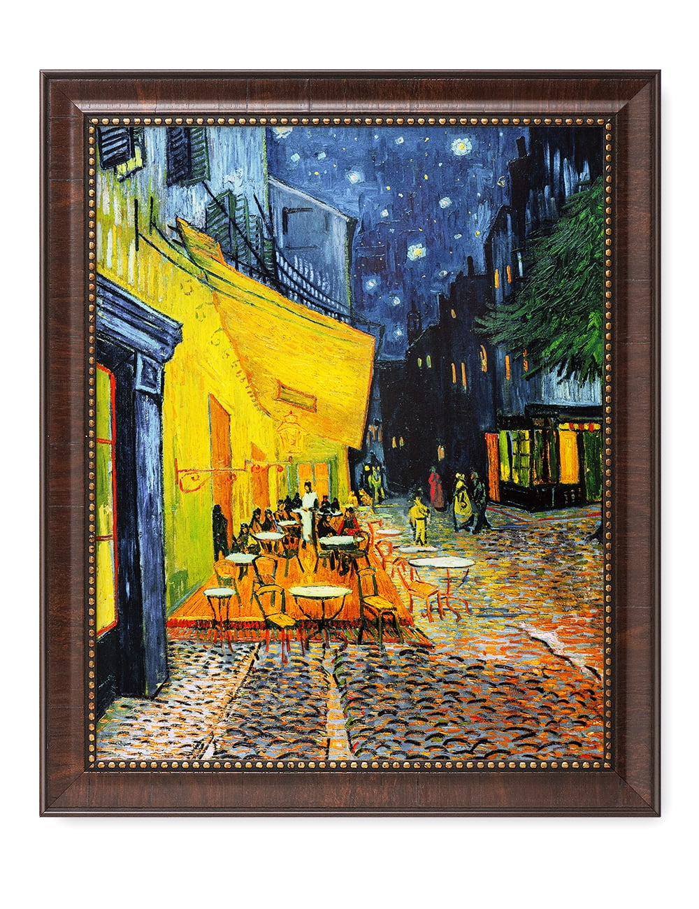 Cafe Terrace at Night Vincent Van Gogh Brown Framed Art Print