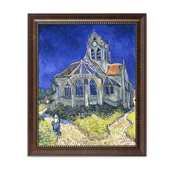 DECORARTS - The Church at Auvers - Vincent Van Gogh Giclee Prints w/ Antique Brown Frame for Wall Decor. Picture Size: 16x20", Total Size w/ Frame: 19x23"