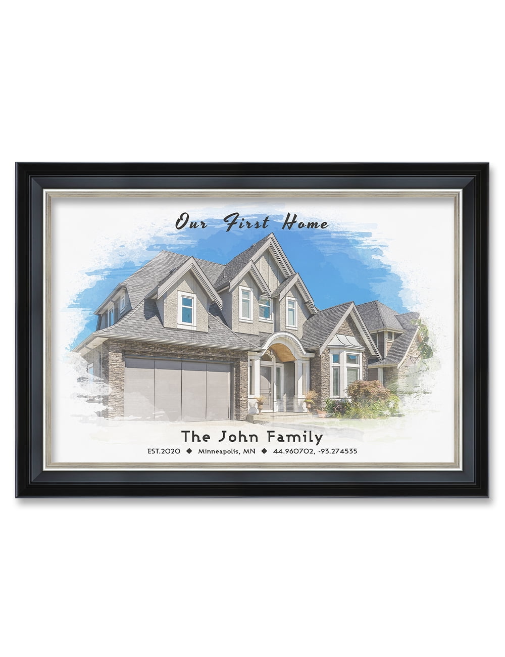 DECORARTS - Custom Watercolor House Portrait.Personalized Framed ...