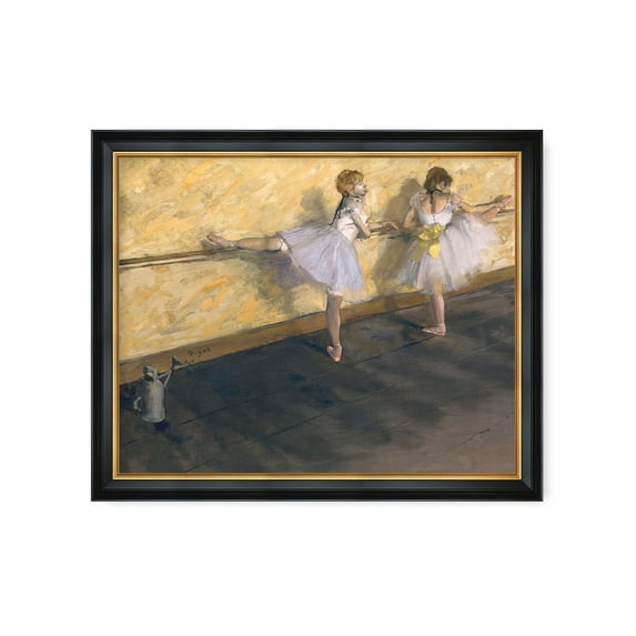 DECORARTS - Dancers Practicing at the Barre (1877) by Edgar Degas Art Reproduction. Oversize Solid Wooden Frame Matching with Giclee Prints Canvas Wall Art. Total size: W 43" x H 35"