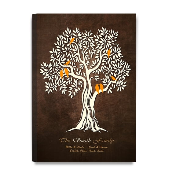 DECORARTS -Family Tree Personalized canvas prints Artwork, includes family members Names, Customized Gifts for Anniversary, Wedding, Birthday or family reunion celebration 18 x12