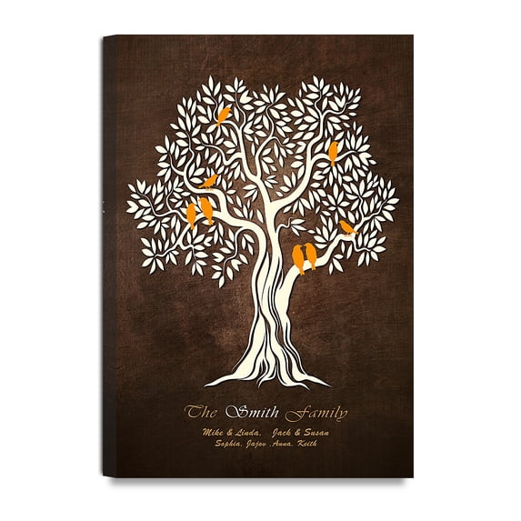 DECORARTS - Family Tree Personalized canvas prints Artwork, includes family members Names, Customized Gifts for Anniversary, Wedding, Birthday or family reunion celebration. 30x20