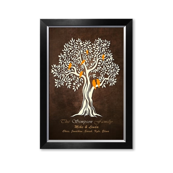 DECORARTS - Family Tree Personalized canvas prints Artwork, includes family members Names, Customized Gifts for Anniversary, Wedding, Birthday or family reunion celebration. Framed size: 28 x 20