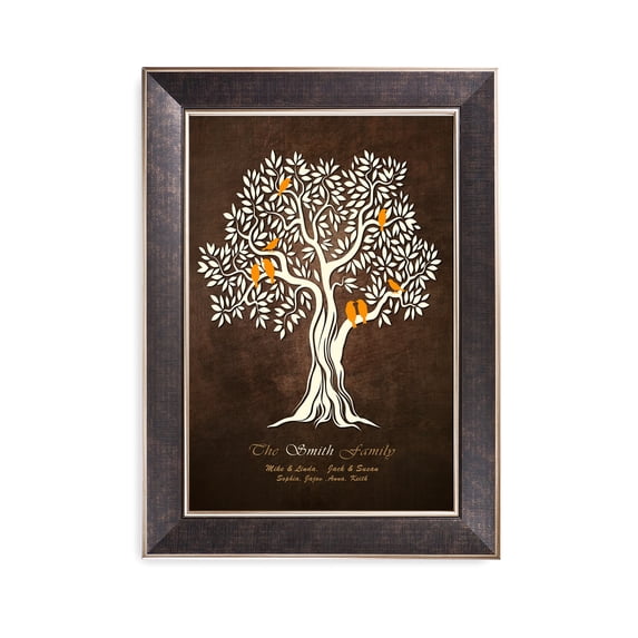 DECORARTS - Family Tree Personalized canvas prints Artwork, includes family members Names, Customized Gifts for Anniversary, Wedding, Birthday or family reunion celebration. Framed size: 22x16