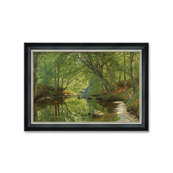 DECORARTS - Forest Stream by Peder Mork Monsted, Giclee Print on Acid Free Cotton Canvas Matching with Solid Wood Frame for Home Decor. Total Size w/ Frame: W 27.25 x H 19.25"