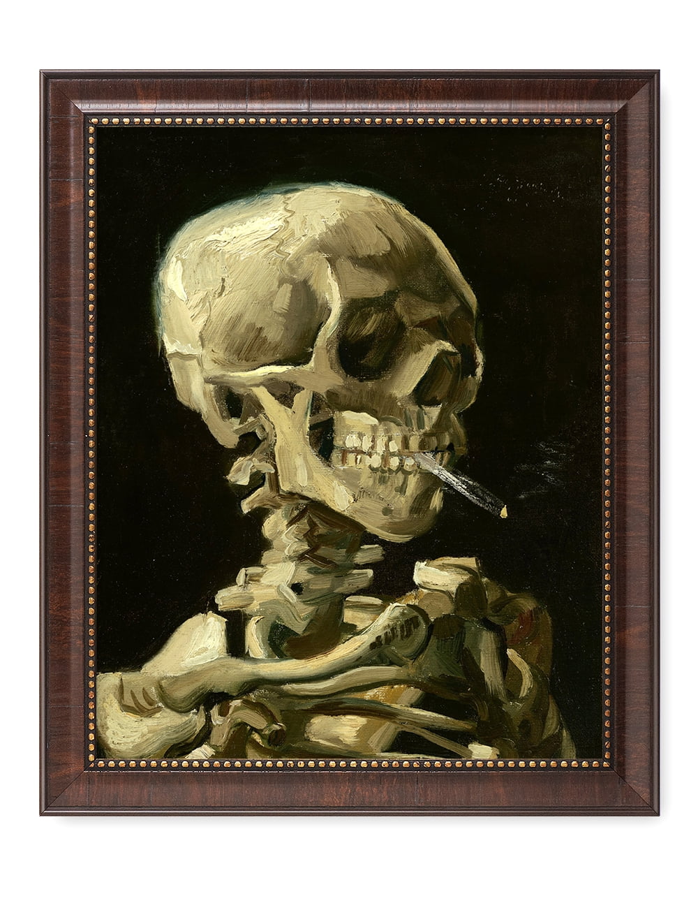 DECORARTS - Head of a Skeleton with a Burning Cigarette - Vincent Van Gogh  Giclee Prints w/ Antique Brown Frame for Wall Decor. Picture Size: 16x20