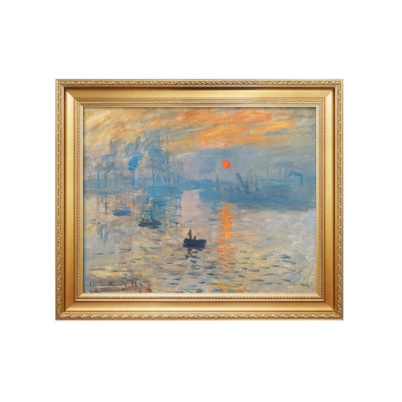 DECORARTS - Impression Sunrise by Claude Monet, Framed Giclee Canvas Print Wall Art for Home or Office, Image:20"x16", Total:24.8"x20.8", Made in USA