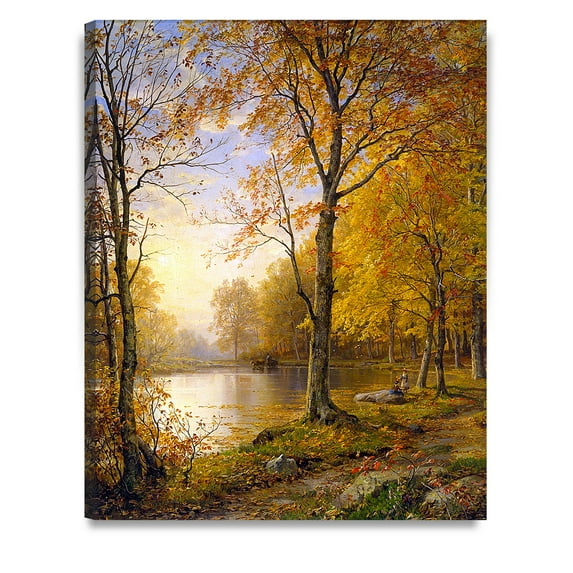DECORARTS - Indian Summer by William Trost Richards Art Reproduction. Giclee Prints Acid Free Cotton Canvas Wall Art for Home Decor W 32" x H 40"