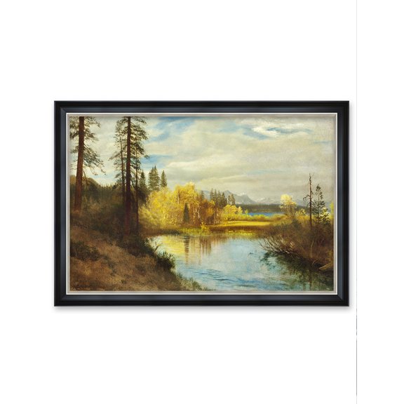 DECORARTS - Lake Tahoe by Albert Bierstadt. Classic Art Reproduction, Giclee Print on Canvas. Ready to Hang Framed Wall Art for Wall Decor.Total Framed Size: W 39.25" x H 27.25"