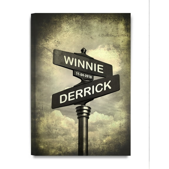 DECORARTS - Lovers Crossroads Personalized Canvas Prints Gift, includes Names and the Special Date - Customized Gifts for the Wedding Anniversary.