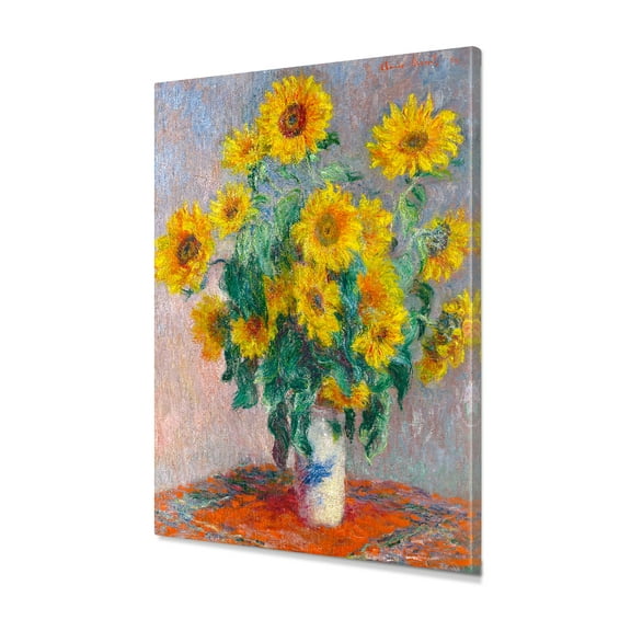 DECORARTS - Monet Sunflowers, Claude Monet Art Reproduction. Giclee Canvas Prints Wall Art for Home Decor 20x16"