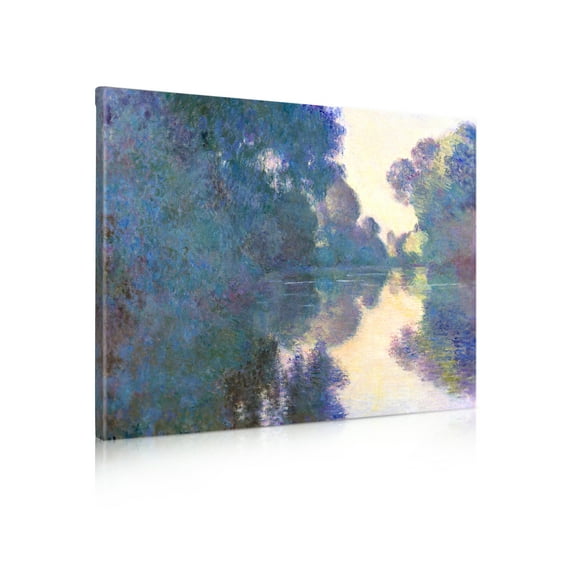 DECORARTS - Morning on the Seine near Giverny, Claude Monet Art Reproduction. Giclee Canvas Prints Wall Art for Home Decor 20x16"