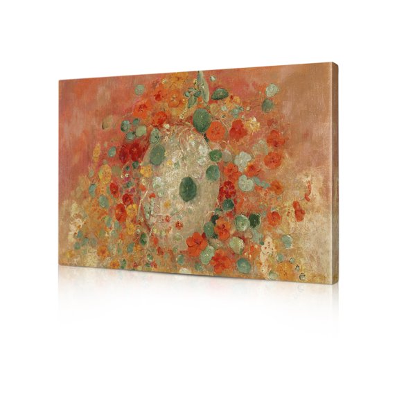 DECORARTS - Nasturtiums by Odilon Redon. Oil Painting Reproduction, Giclee Print on Canvas. Ready to Hang Wall Art for Home, Bedroom, Office Decor. 24x16"