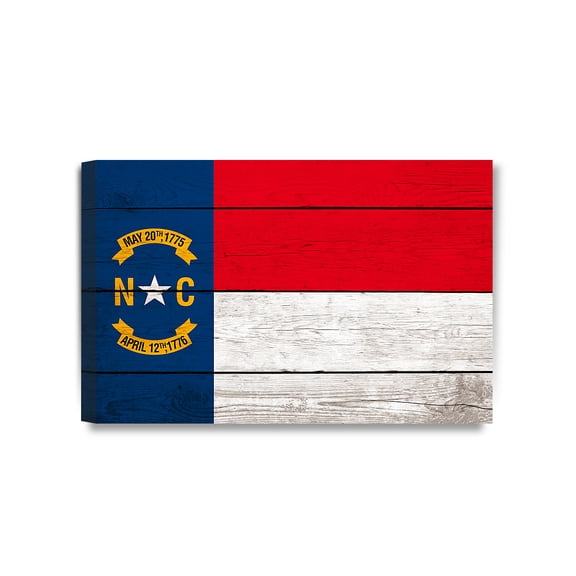 DECORARTS - North Carolina State Flag Wall Art. Giclee Print on Acid Free Cotton Canvas, Canvas wall art for Wall Decor 24x16"