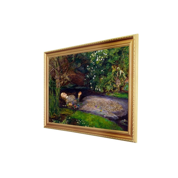 DECORARTS - Ophelia by John Everett Millai, Giclee Canvas Prints Wall Art with Gold Wood Frame, Wall Decor for Home, Ready to Hang