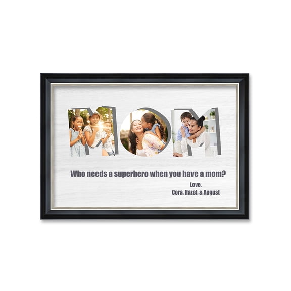 DECORARTS - Personalized MOM 3 Photo Collage, Custom Giclee Print with Matching Solid Wood Frame, Includes Special Message and Name. Customized Gift for Mother. Framed size: 33.25 x 23.25"