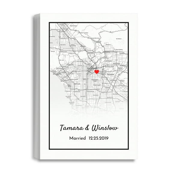 DECORARTS Personalized Street Map, Customizable Map, Custom City Map Giclee Canvas Wall Art for Home Decor. Ready to Hang 12x18