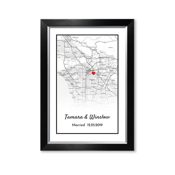DECORARTS Personalized Street Map, Customizable Map, Custom City Map Giclee prints Match with Black Frame for Home Decor. Total Size w/ Frame: 19x27