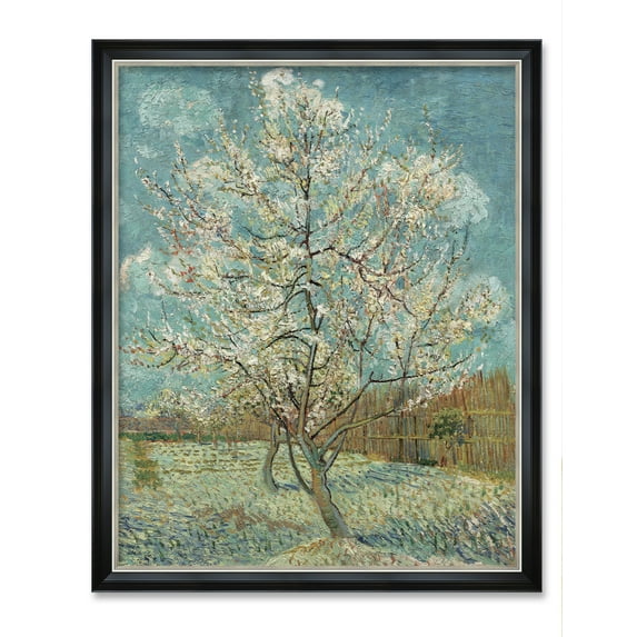 DECORARTS - The Pink Peach Tree by Vincent Van Gogh Art Reproduction. Oversize Solid Wooden Frame Matching with Giclee Prints Canvas Wall Art. Total framed size: 43x35"