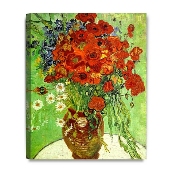 DECORARTS - Red Poppies and Daisies, Vincent Van Gogh Art Reproduction. Giclee Canvas Prints Wall Art for Home Decor 20x16"