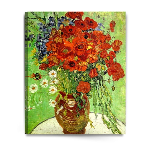 DECORARTS - Red Poppies and Daisies, Vincent Van Gogh Art Reproduction. Giclee Canvas Prints Wall Art for Home Decor 30x24"