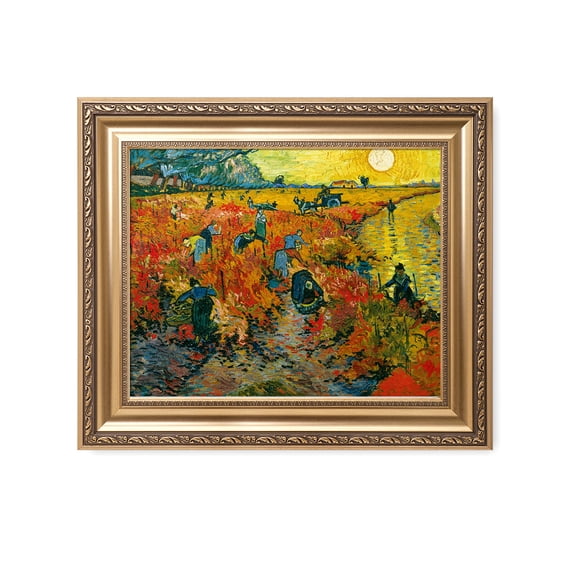 DECORARTS - The Red Vineyards, Vincent Van Gogh Art Reproduction. Giclee Prints Match with Golden Framed for Wall Decor. Picture Size: 20x16 in, Framed Size: 26x22 in