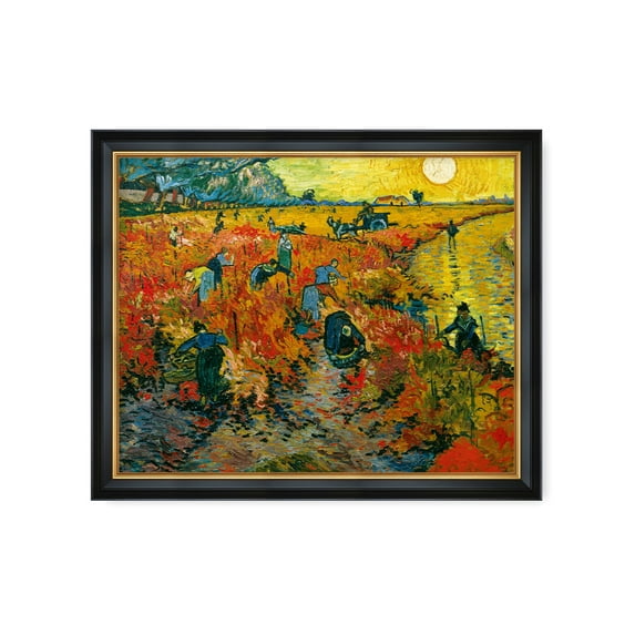 DECORARTS - The Red Vineyards by Vincent Van Gogh. Giclee Print Art Reproduction with matching Solid Wood Frame in Classical Style. Total Size w/ Frame: W 33.25 x H 27.25