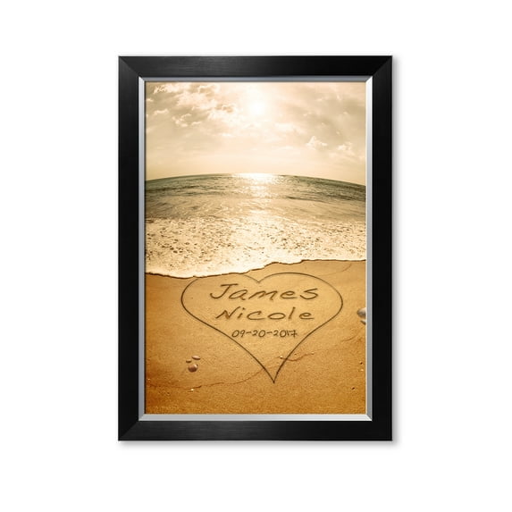 DECORARTS - Sand Writing Personalized Art Canvas Prints Gift, includes Names and the Special Date - Customized Gifts for the Wedding Anniversary.