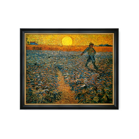DECORARTS - The Sower by Vincent Van Gogh. Giclee Print Art Reproduction with matching Solid Wood Frame in Classical Style. Total Size w/ Frame: W 33.25 x H 27.25