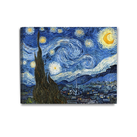 DECORARTS - Starry Night - Vincent Van Gogh Reproductions. Giclee Canvas Print Wall Art for Home Wall Decor. 30x24x1.5