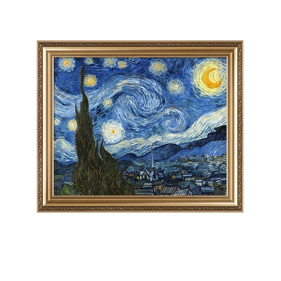 DECORARTS – Vincent van Gogh Starry Night Fine Art Giclee Print, Framed Van Gogh Wall Art, Made in USA, Finished Size 35x29 in