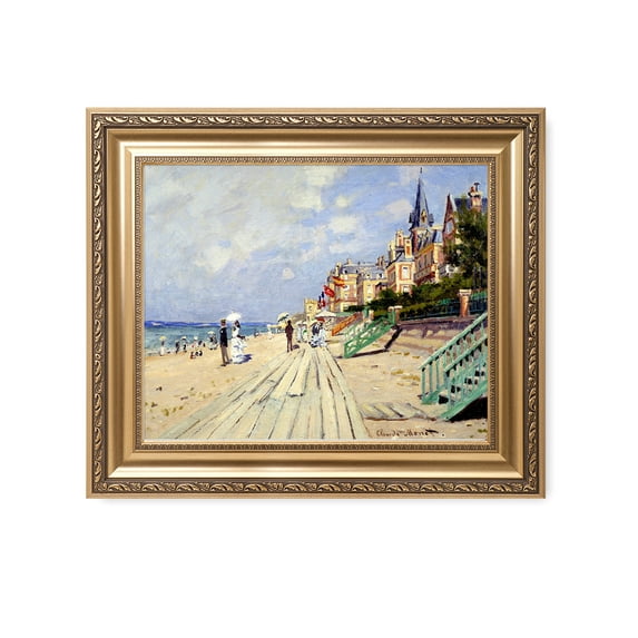 DECORARTS - The Beach at Trouville, Claude Monet Art Reproduction. Giclee Print& Museum Quality Framed Art for Wall Decor.Framed size: 26x22"
