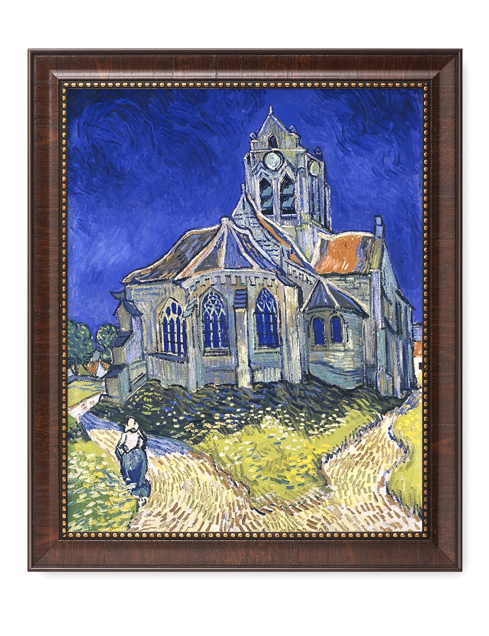 DECORARTS The Church at Auvers Vincent Van Gogh Giclee Prints w/  Antique Brown Frame for Wall Decor. Picture Size: 16x20