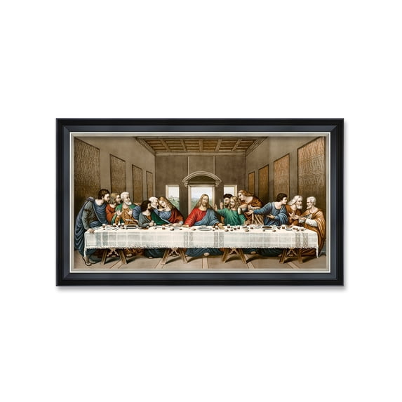 DECORARTS - The Last Supper by Leonardo Da Vinci Giclee Reproducation, Giclee Prints Acid Free Cotton Canvas with Matching Balck Silver Solid Wooden Frame. Total Framed Size: 33" W x 19" H