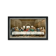 DECORARTS - The Last Supper by Leonardo Da Vinci Giclee Reproducation, Giclee Prints Acid Free Cotton Canvas with Matching Balck Silver Solid Wooden Frame. Total Framed Size 33" W x 19" H