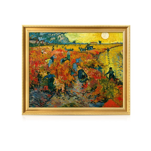 DECORARTS - The Red Vineyards by Vincent van Gogh. Framed Giclee Canvas Wall Art for Home or Office, Ready to Hang, Made in USA