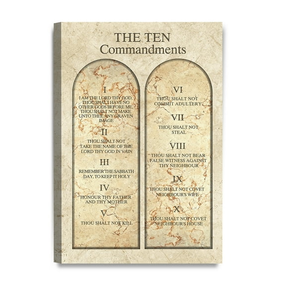 DECORARTS - The Ten Commandments Wall Decor (Catholic Church version). Giclee Print wall art for Home Decor and Wall Decor.18x12"x1.5"