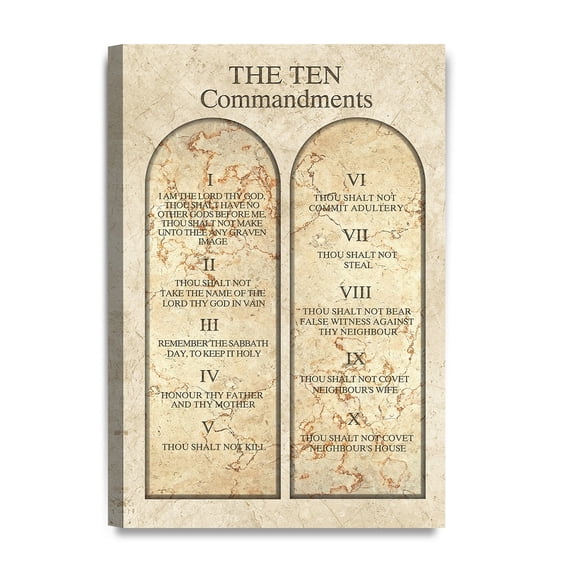 DecorArts Ten Commandments Catholic Christian Canvas Wall Art, 18x12 in