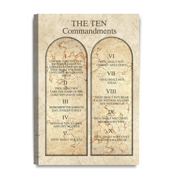 DecorArts Ten Commandments Catholic Christian Canvas Wall Art, 18x12 in