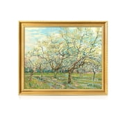 DECORARTS - The White Orchard by Vincent van Gogh. Large Framed Giclee Print Canvas Wall Art for Home or Office, Ready to Hang, Made in USA