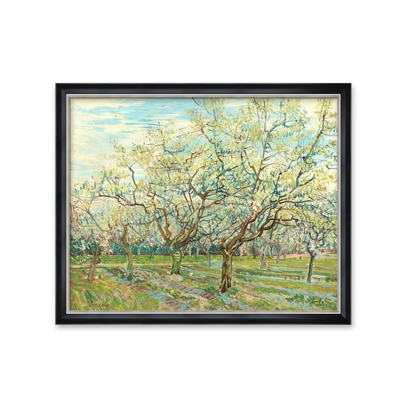 DECORARTS - The White Orchard by Vincent van Gogh. Oversized Framed Giclee Prints Canvas Wall Art for Home or Office, Ready to Hang, Made in USA