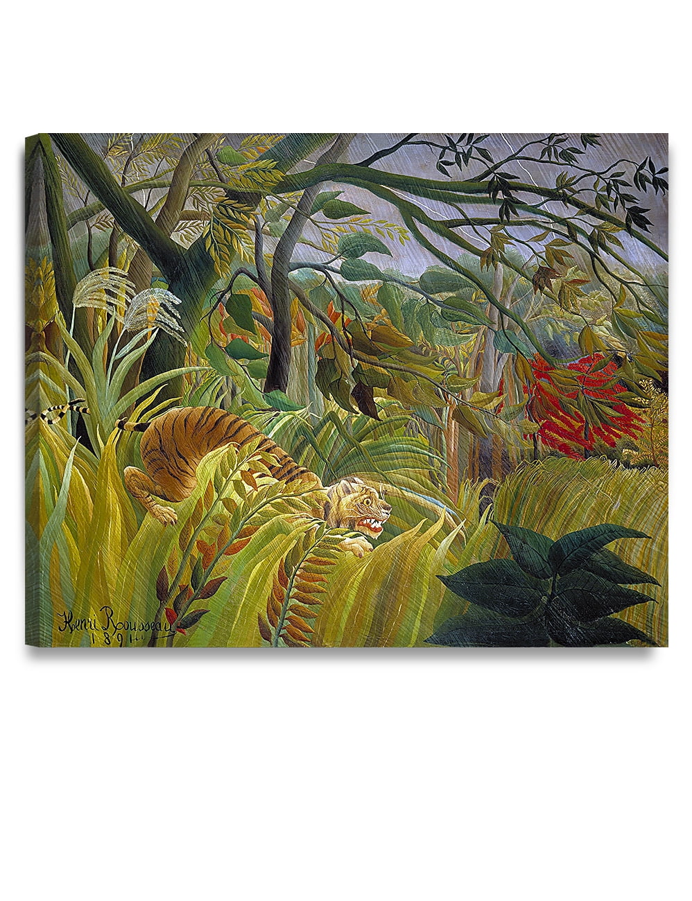 DECORARTS Tiger in a Tropical Storm (Surprised!) (1891) by Henri Rousseau Art Reproduction