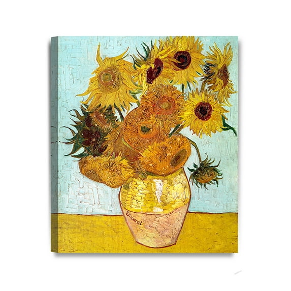 DECORARTS - Twelve Sunflowers by Vincent Van Gogh. Oil Painting Reproduction. Giclee Print on Canvas. Ready to Hang Wall Art for Home and Office Decor. 24x20
