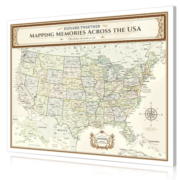 DECORARTS US Maps for Wall, Colorful Canvas USA Map, 30x24''