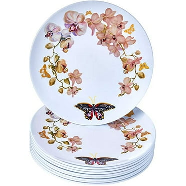 DECORATIVE PLASTIC PLATES | 20 Dinner Plates | Fluttering Collection | 10.25”