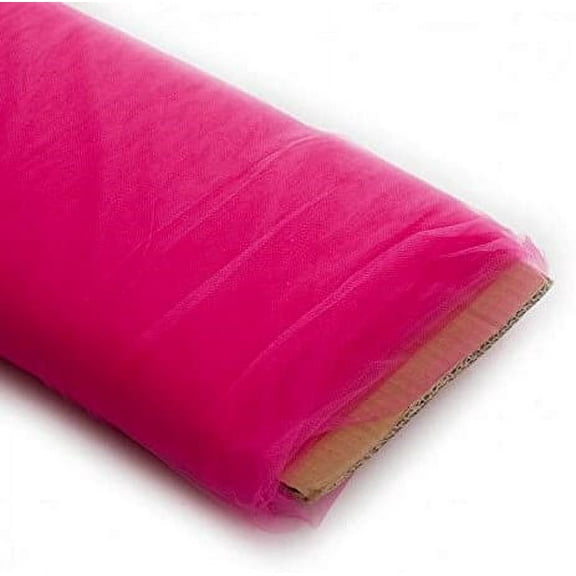 DECORATIVE SILK INC. 54" by 40 Yards (120 ft) Fabric Tulle Bolt Craft and Party for Wedding and Decoration ( FUCHSIA )